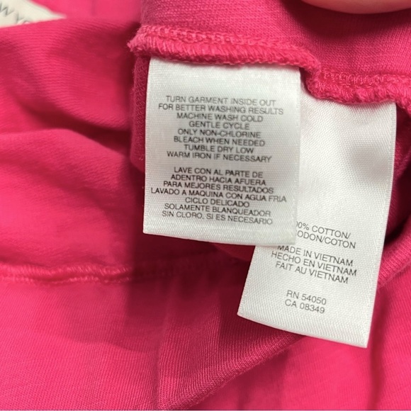 NWT pink lounge pants 100% cotton XL cropped pants drawstrings stretchy waist - Picture 8 of 11